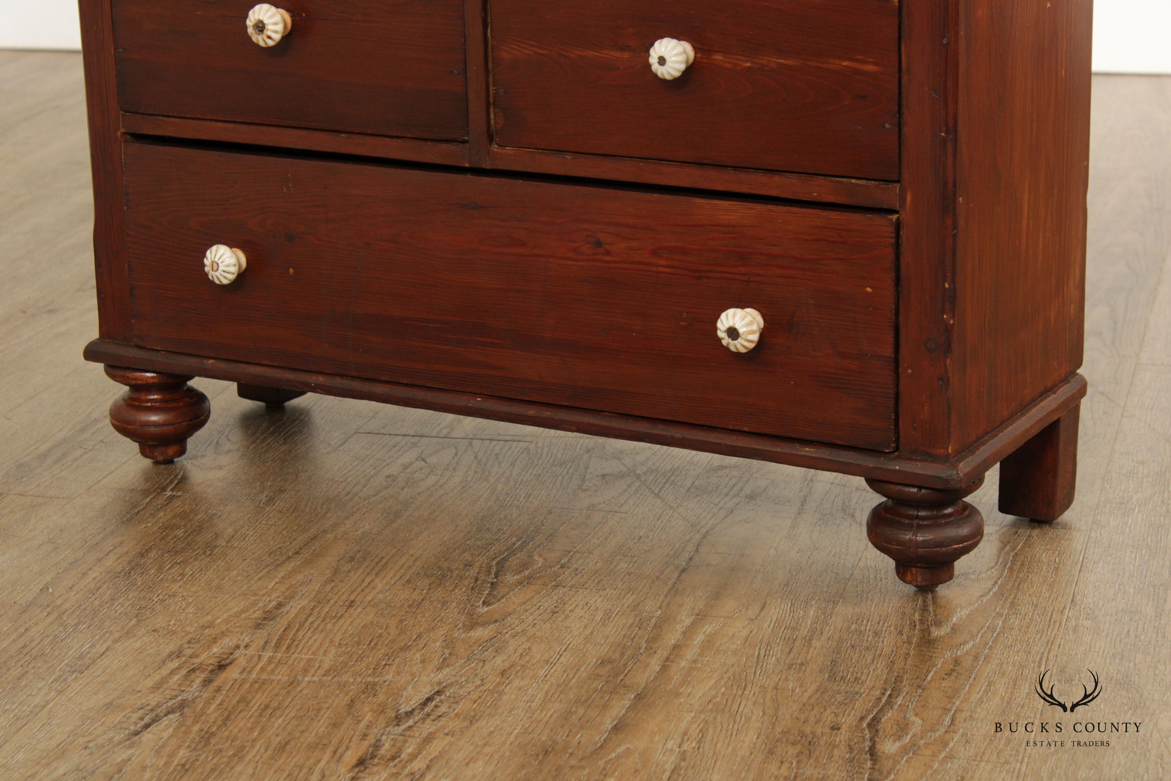 Antique 19th C. English Pine Apothecary Chest of Drawers