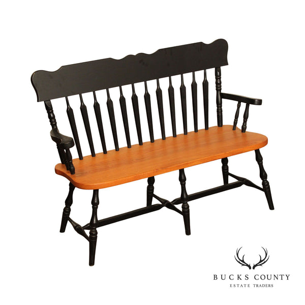 Penns Creek Furniture Black Painted Oak Windsor Bench