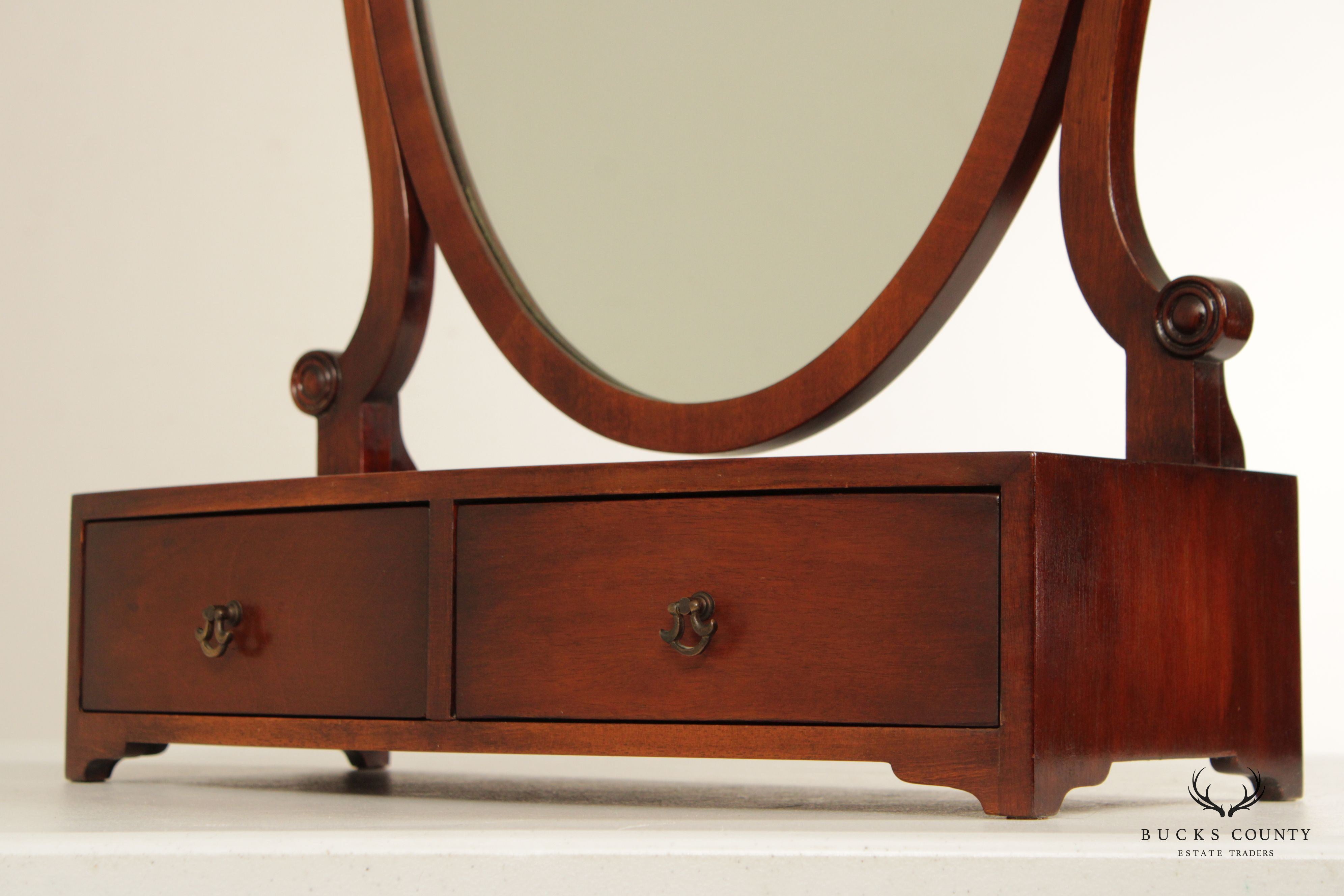 Kindel 1940's Vintage Mahogany Shield Dressing Mirror