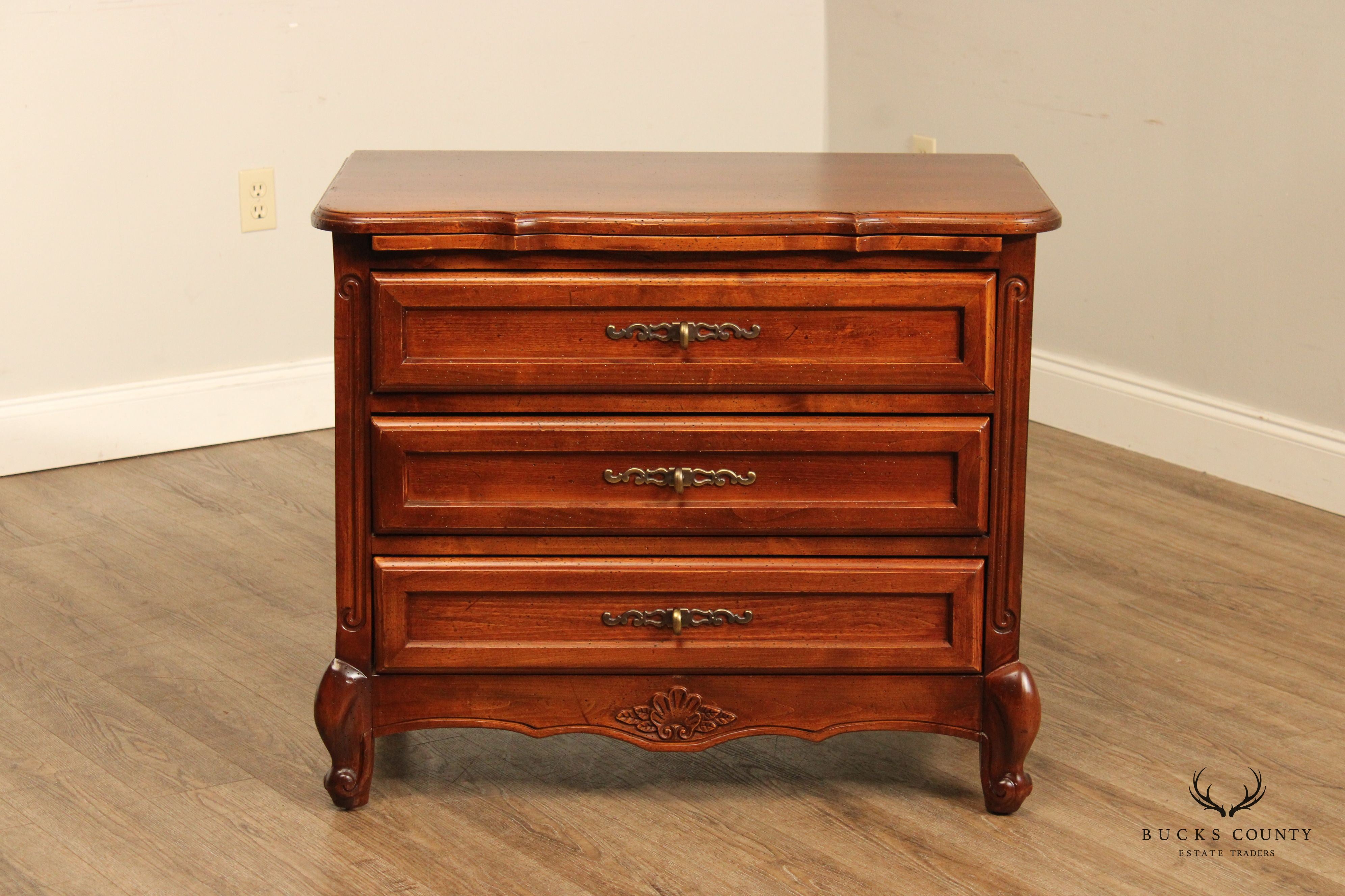 French Country Style Three Drawer Nightstand Chest