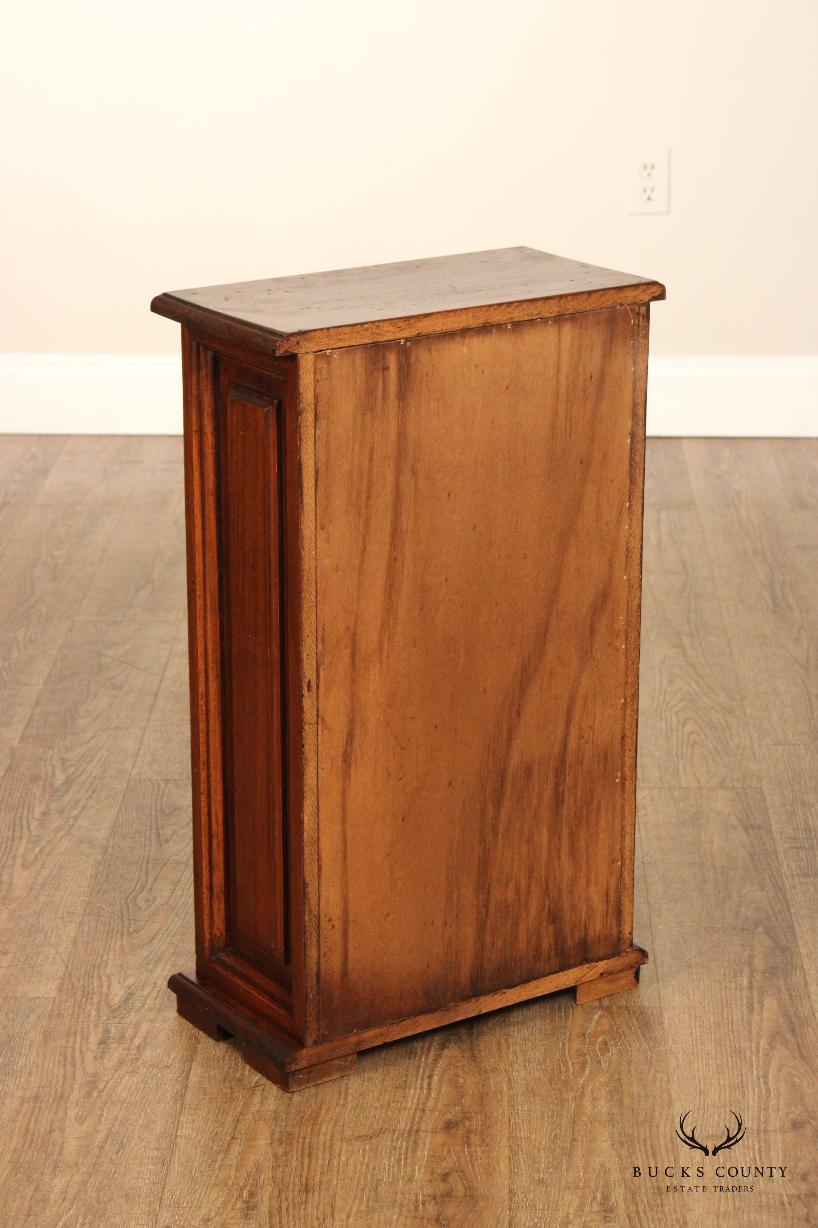 Vintage Italian Walnut And Brass Seven Drawer Accent Chest