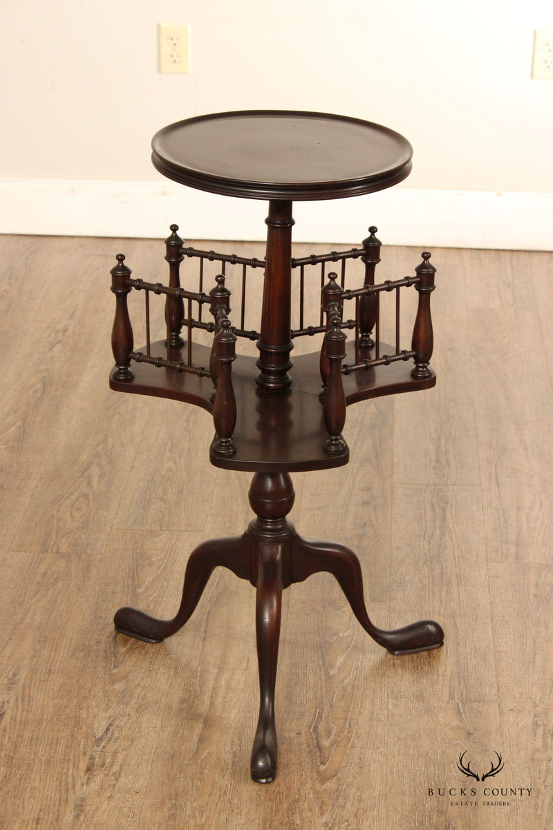 Antique Edwardian Queen Anne Style Mahogany Book Stand Side Table