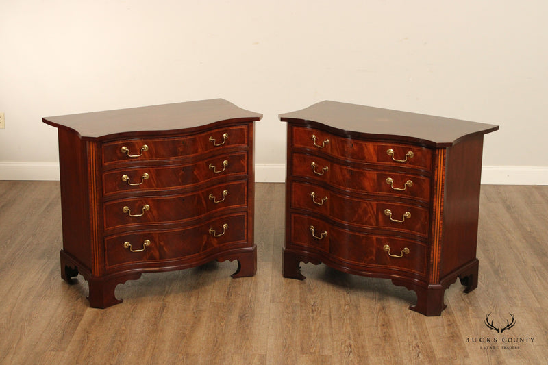 Baker George III Style Pair of Inlaid Mahogany Chests of Drawers