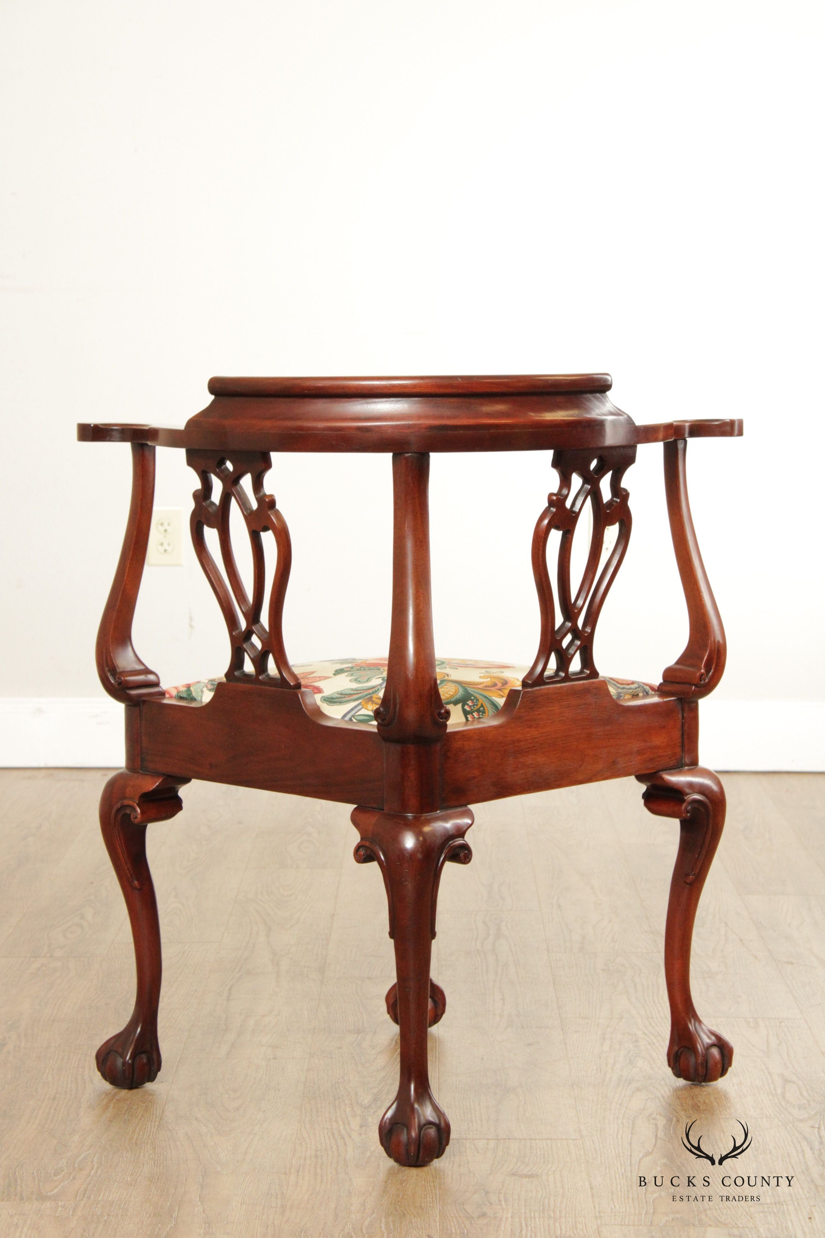 Southwood Chippendale Style Mahogany Ball and Claw Corner Chair