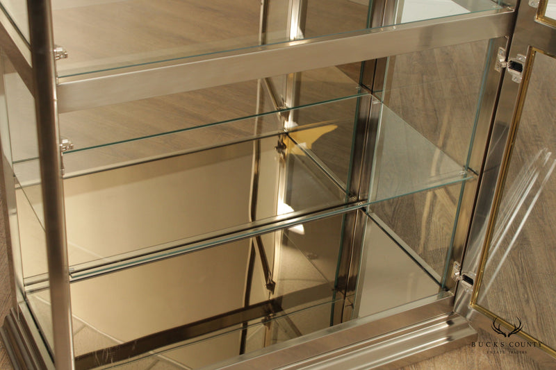 Modern Illuminated Mirrored Back Display Cabinet