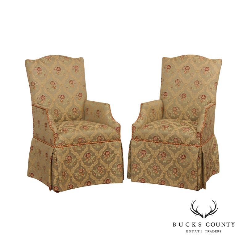 Charles Stewart Company Pair of Custom Upholstered Host Armchairs