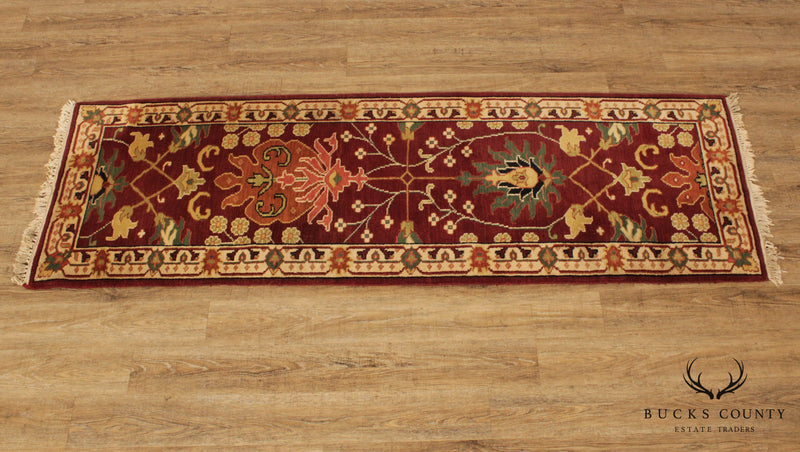 Vintage Indo Persian 7'10"x 2'6" Hand Woven Wool Runner