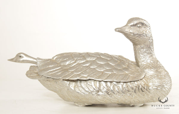 Arthur Court Polished Aluminum Duck Tureen and Ladle