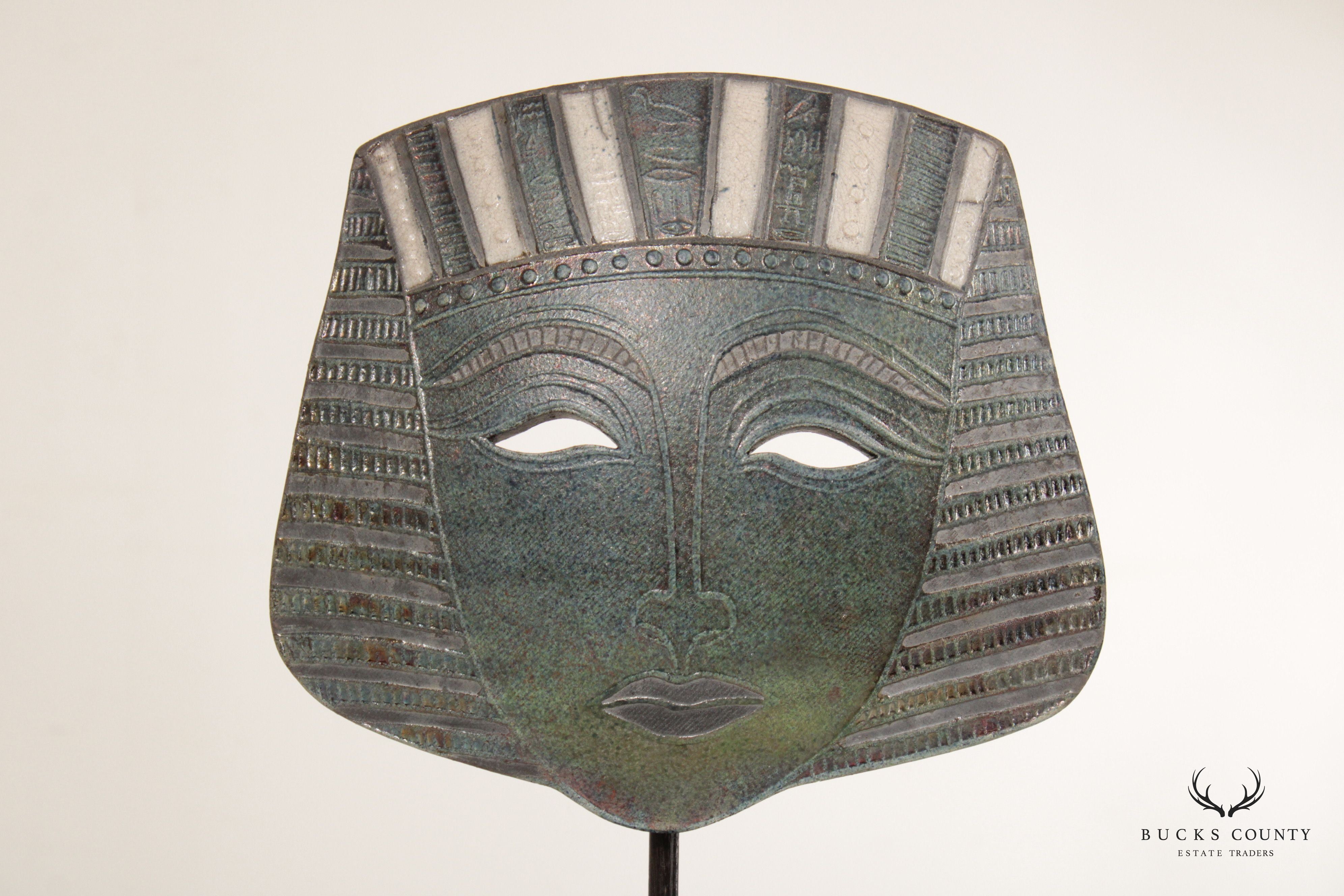 Jacinthe Bruneau Pair Tribal Mask Raku Ceramic Sculptures