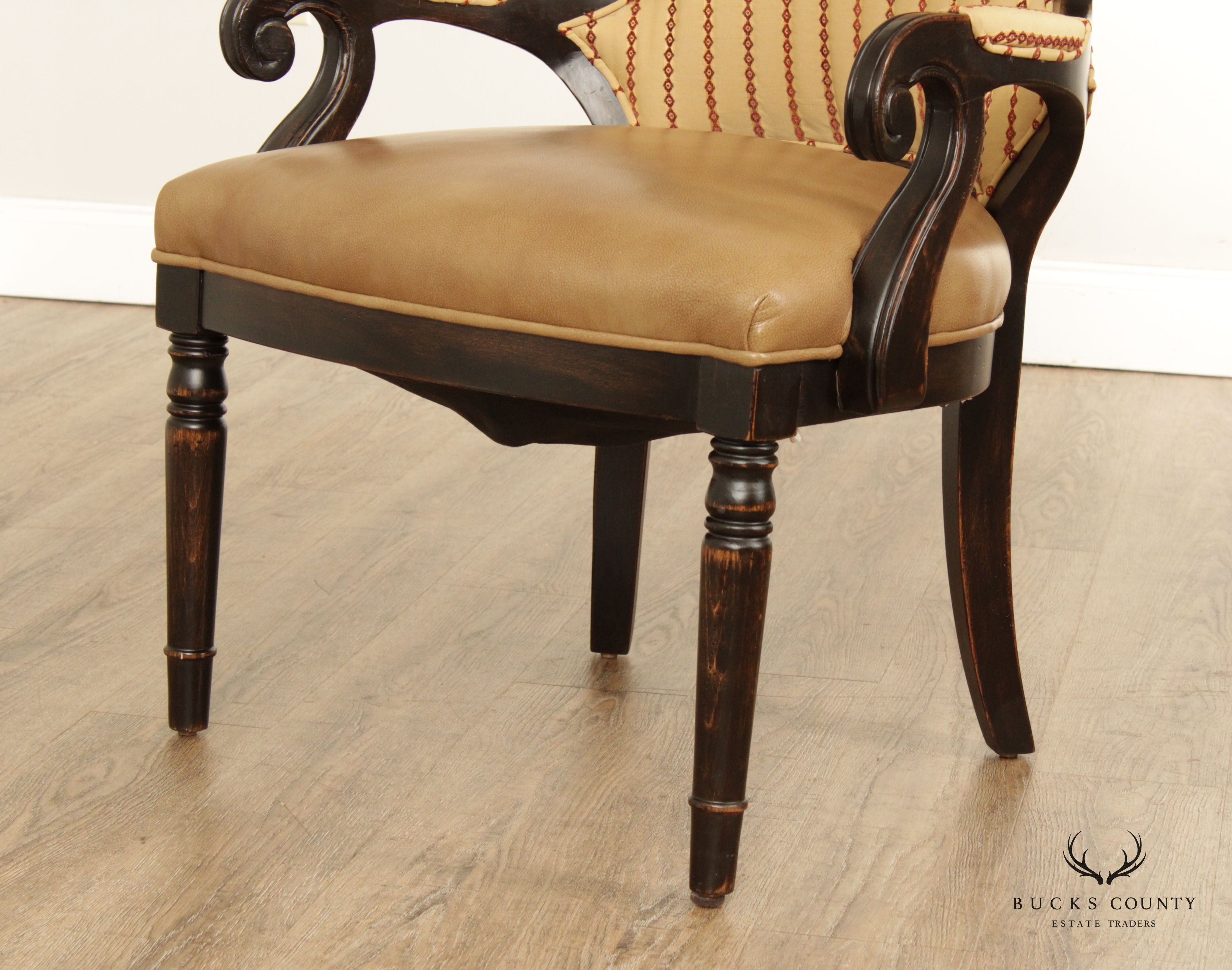 William IV Style Carved Oak Spoonback Fauteuil Armchair