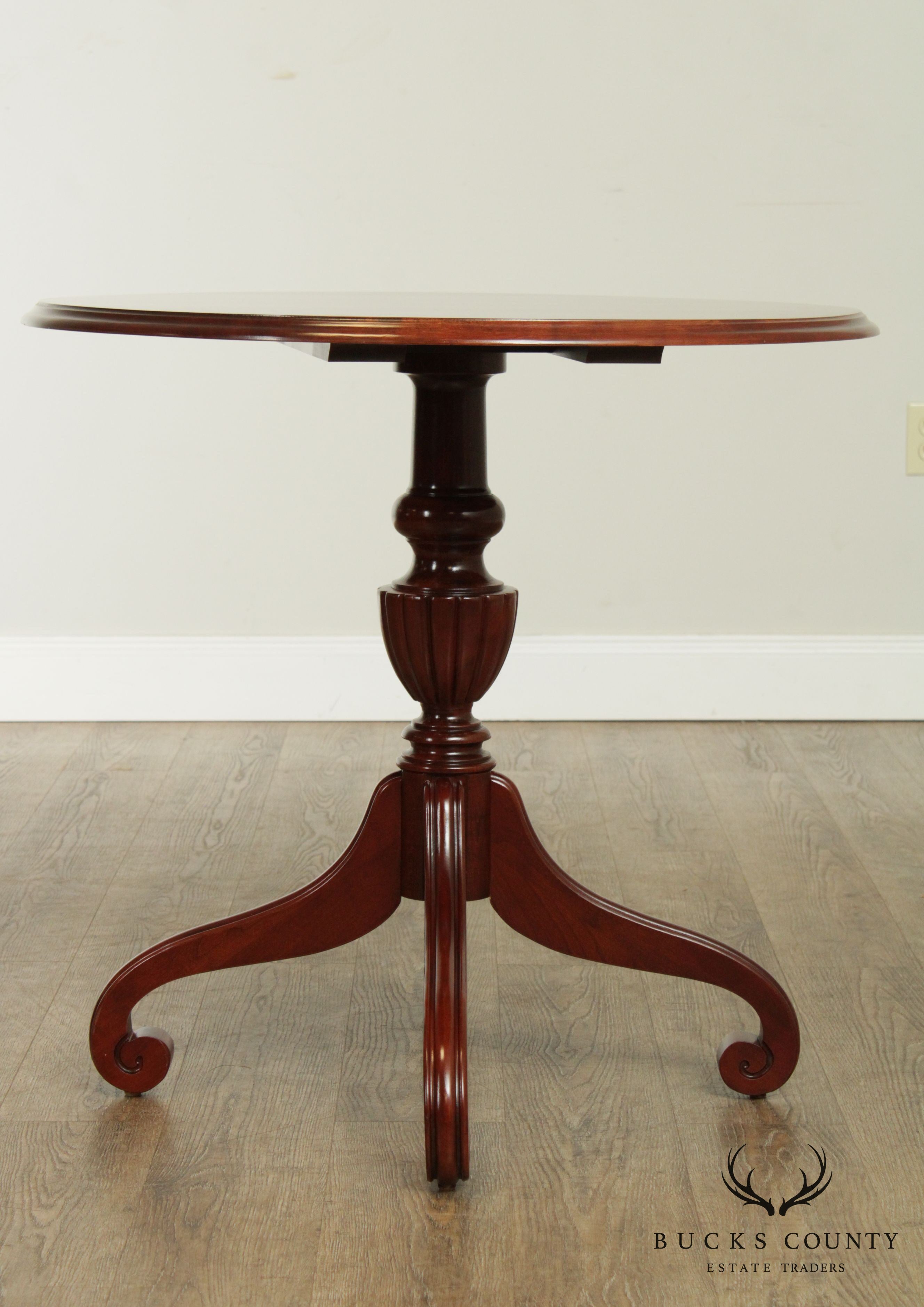 Ethan Allen Georgian Court Round Cherry Pedestal Side Table