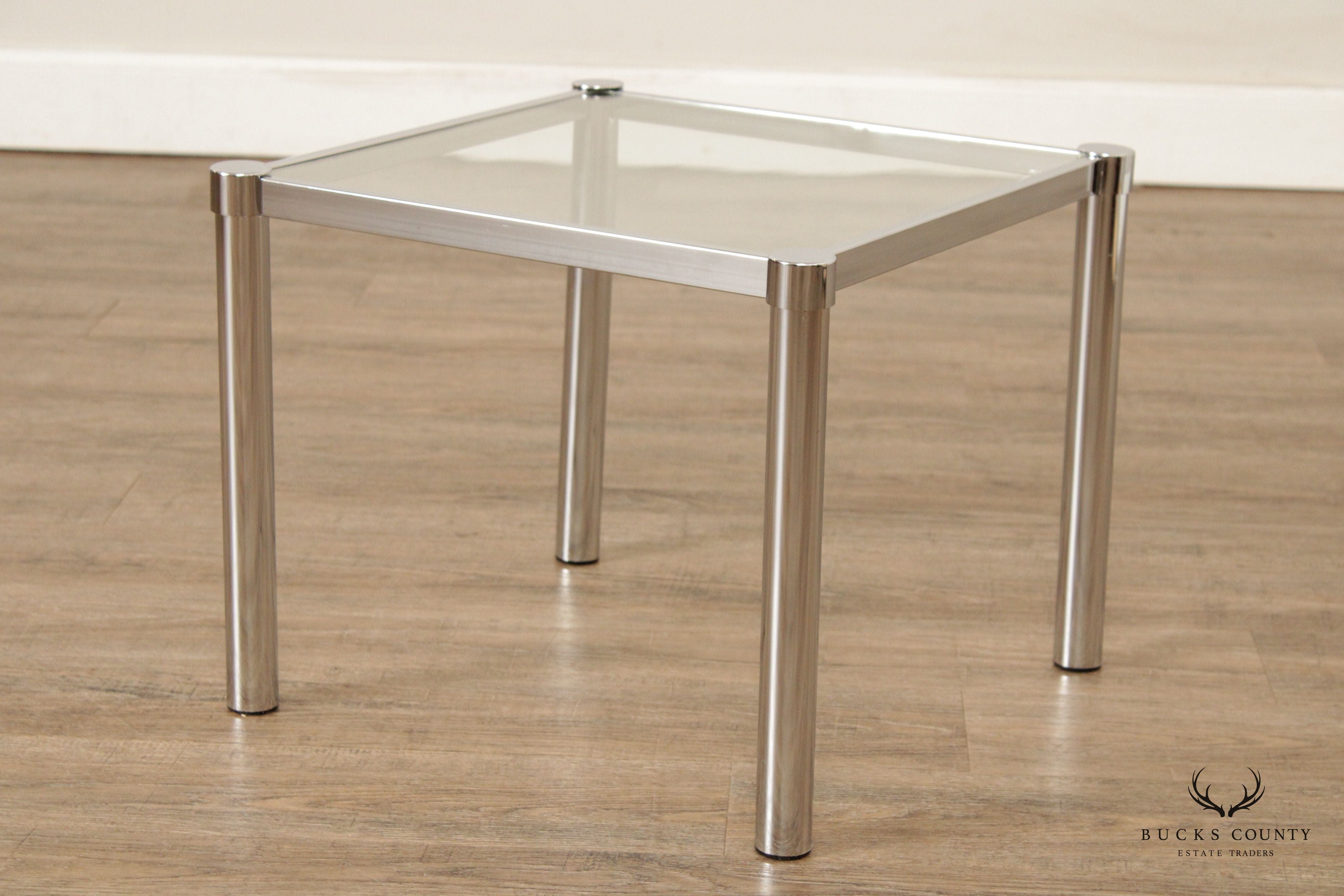 Post Modern Chrome and Glass Side Table