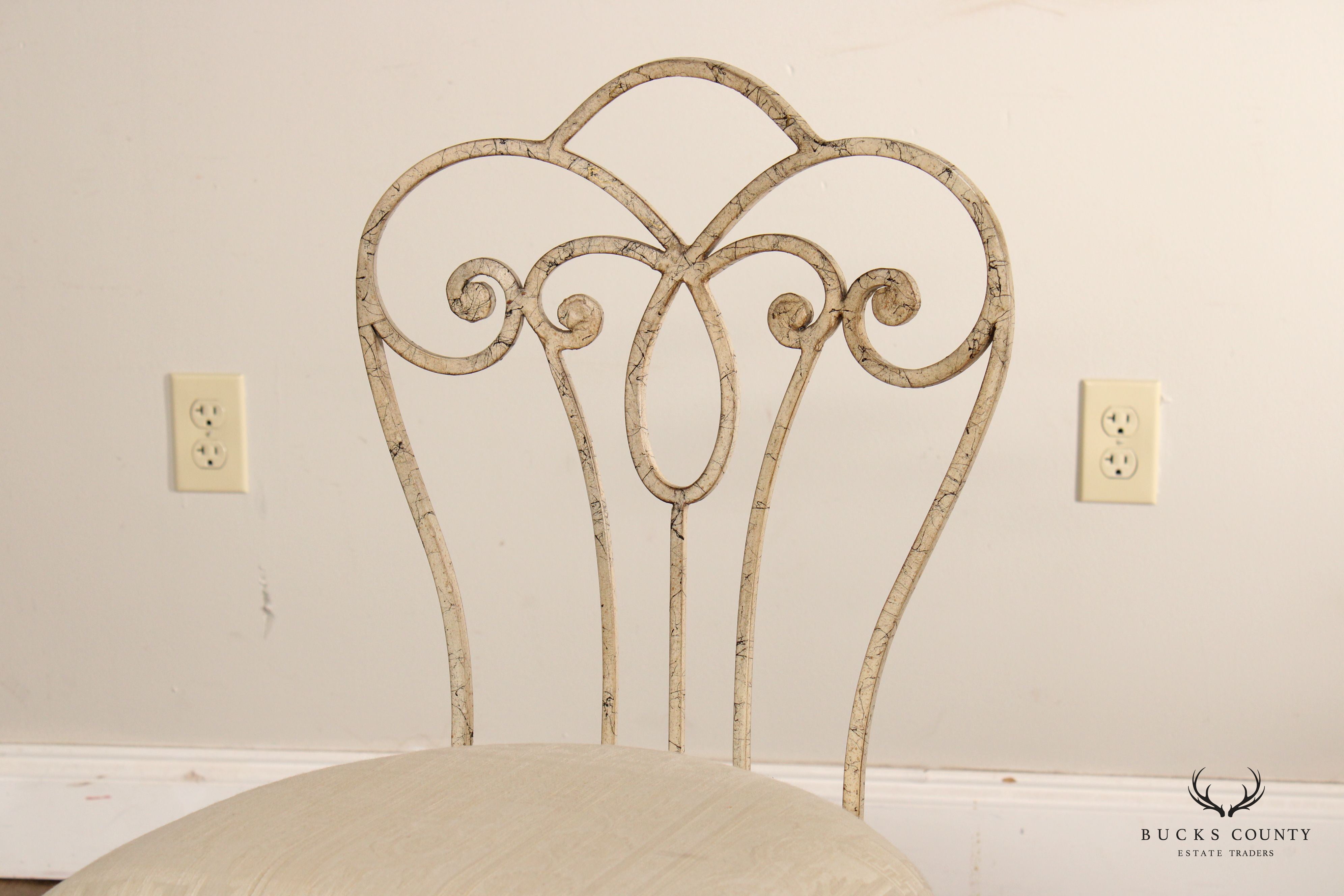 French Style Painted Wrought Iron Side Chair