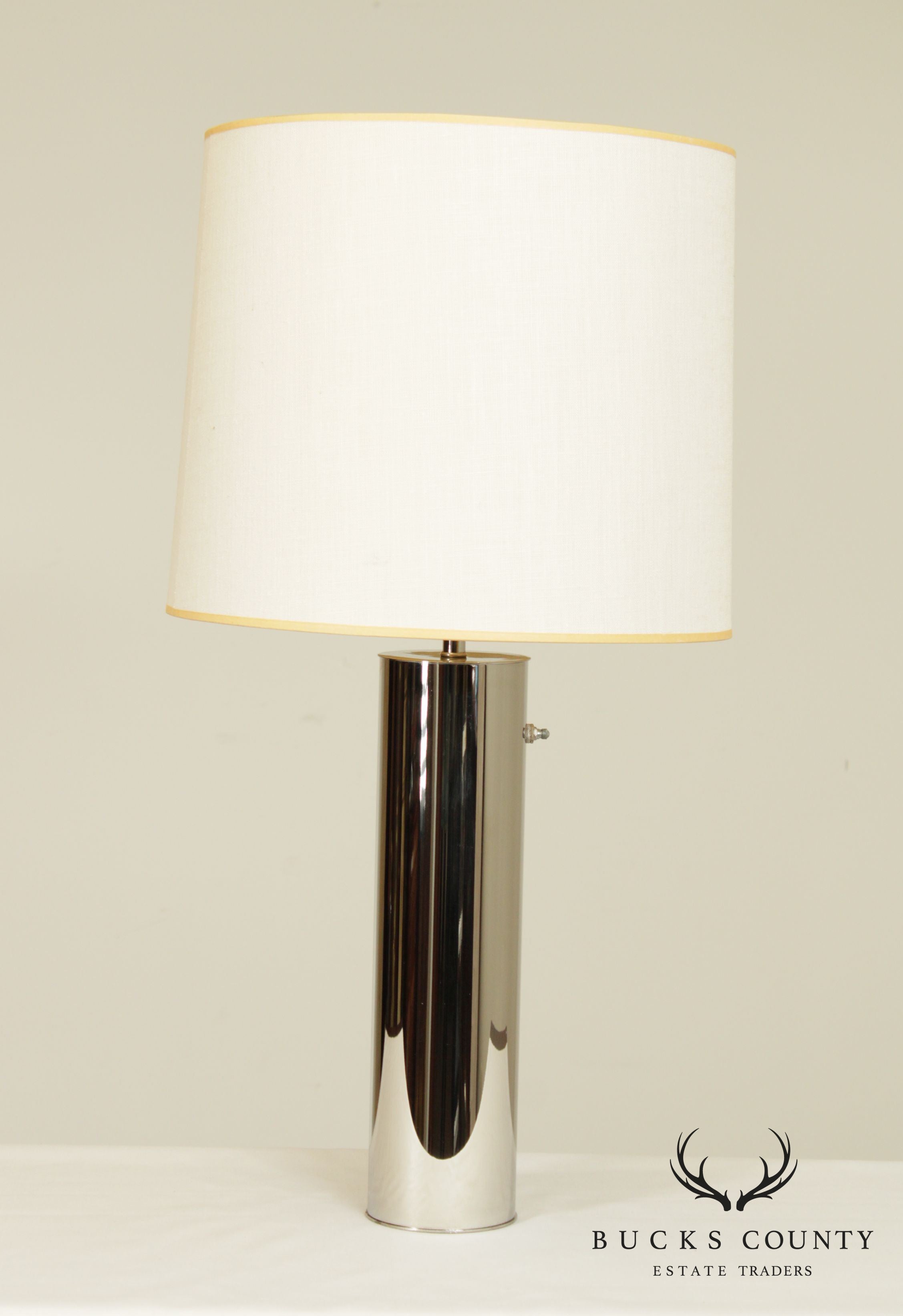 Mid Century Modern Chrome Cylinder Table Lamp