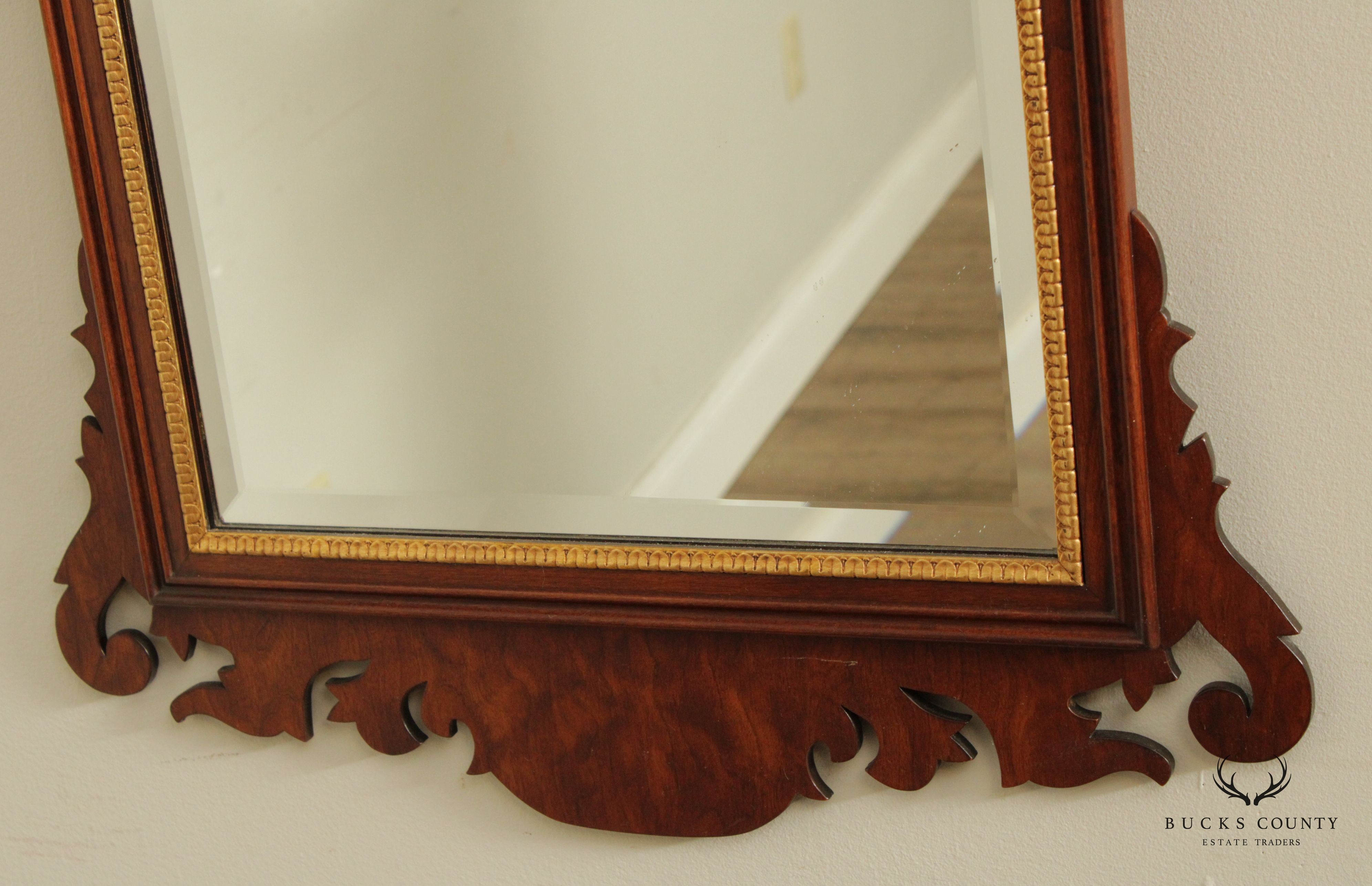 Henkel Harris Chippendale Style Mahogany Partial Gilt Wall Mirror