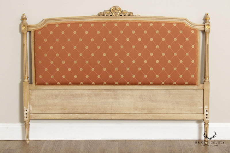 French Louis XVI Style Painted And Upholstered Full or Queen Headboard