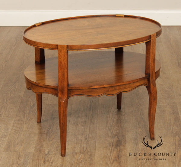 French Country Style Quality Vintage Walnut 2 Tier Side Table