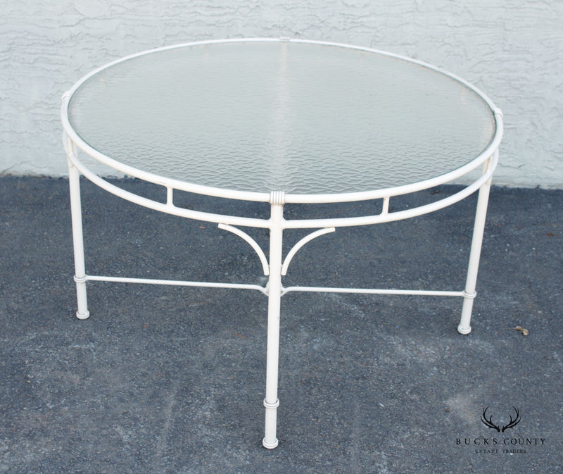 Vintage Brown Jordan Aluminum and Glass Round Patio Dining Table