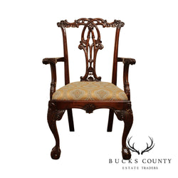 Chippendale Style Ball & Claw Carved Solid Mahogany Armchair