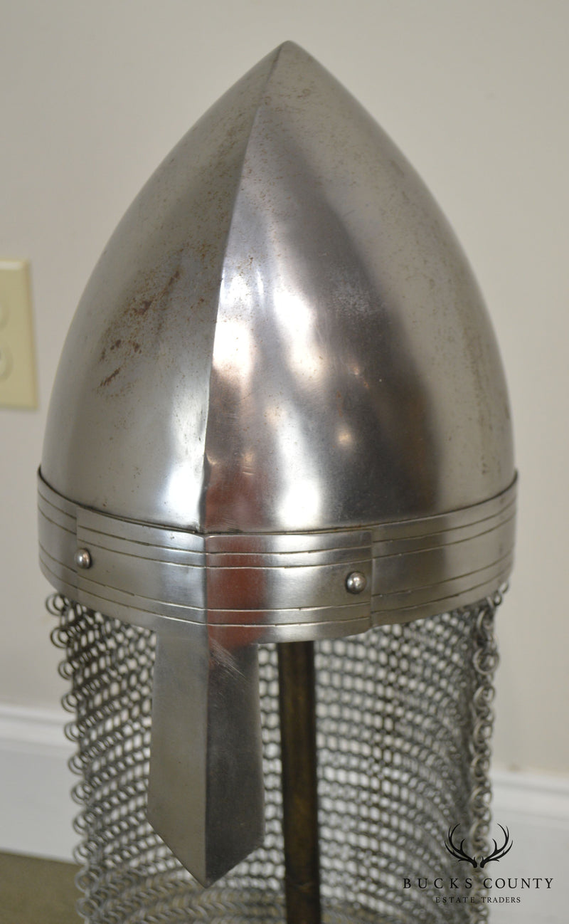 Reproduction Roman Medieval Helmet with Nose Guard and Aventail