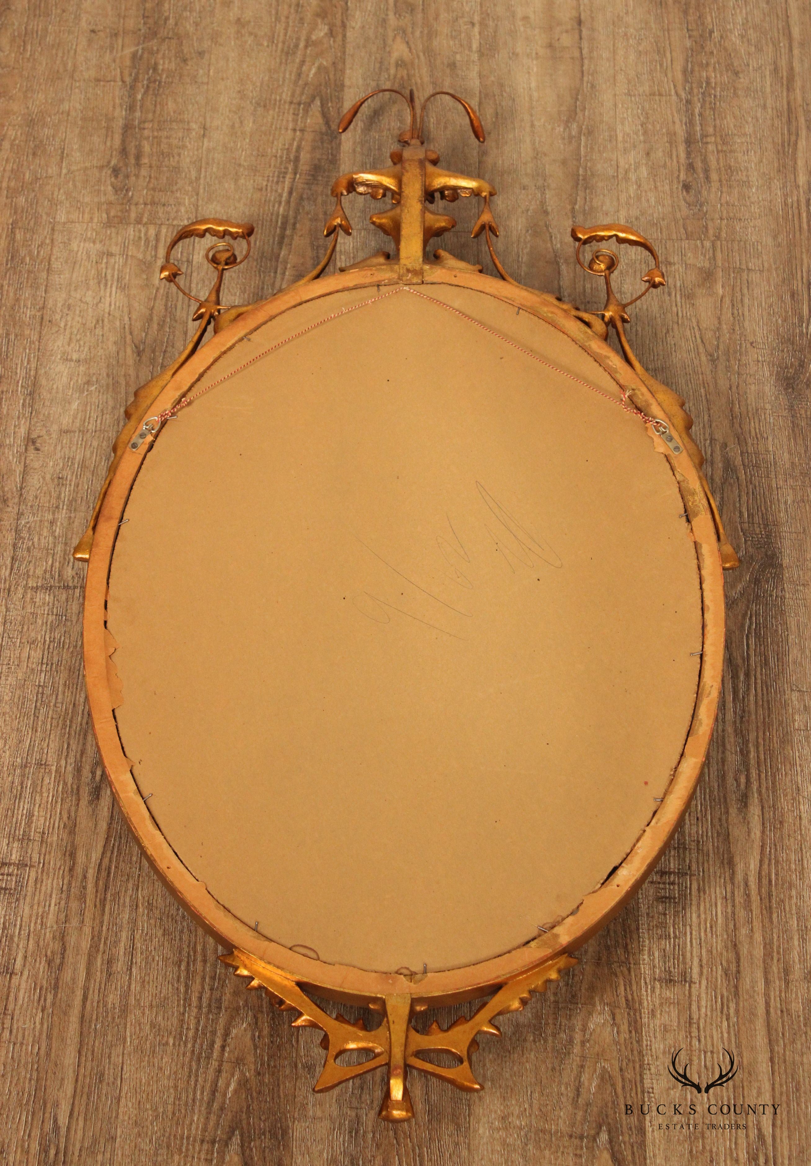 Adams Style Vintage Carved Gold Frame Oval Wall Mirror