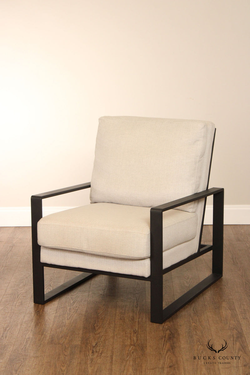 Modern Pair of Aluminum Frame Lounge Armchairs