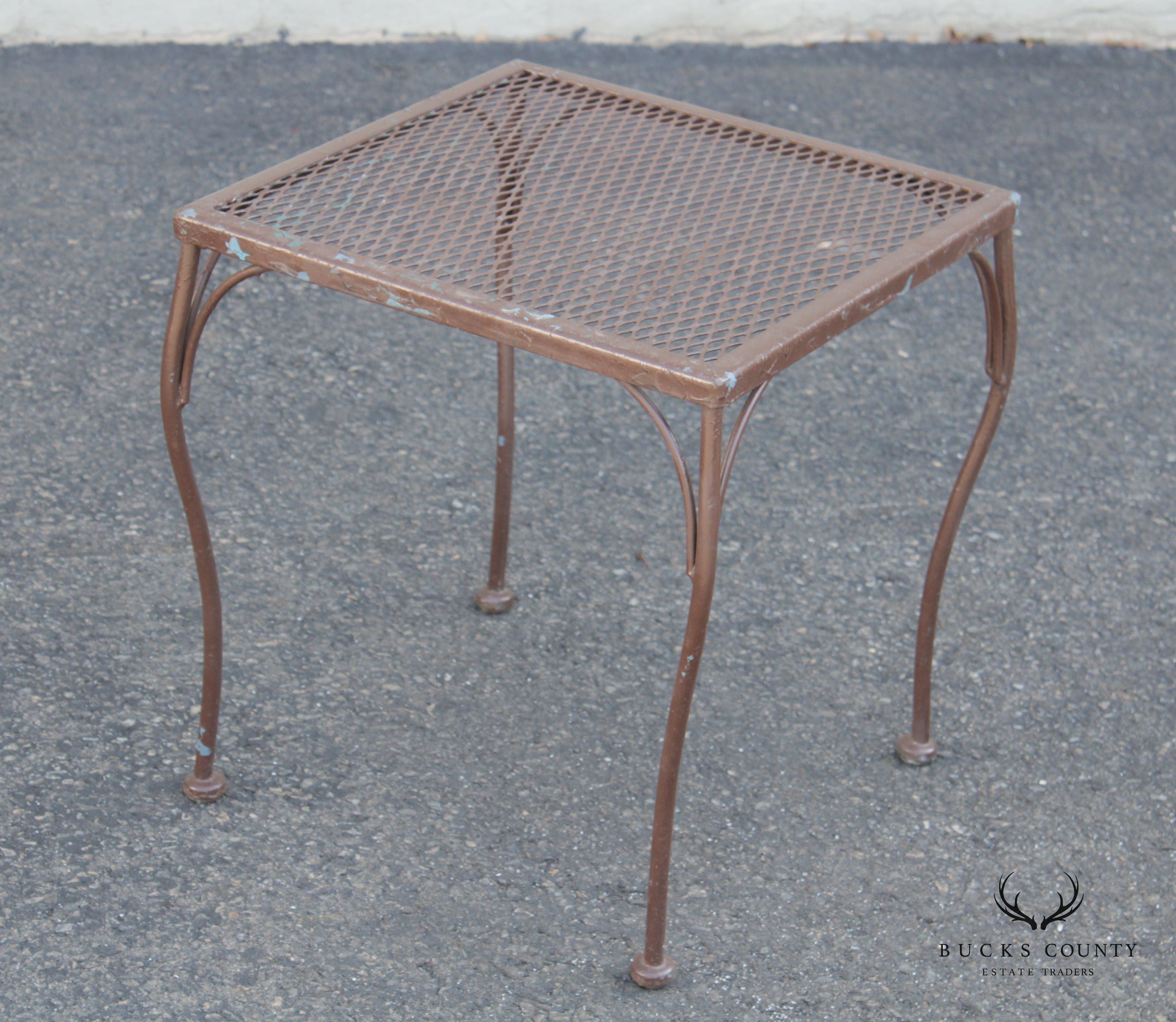 Vintage Mid Century Wrought Iron Set Garden Nesting Tables