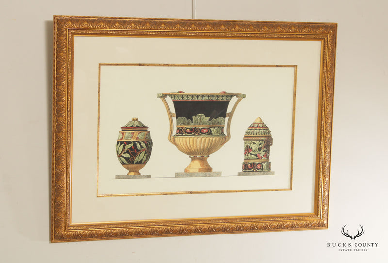 Italian Neoclassical Style Urn Giclee Art Print, Custom Framed