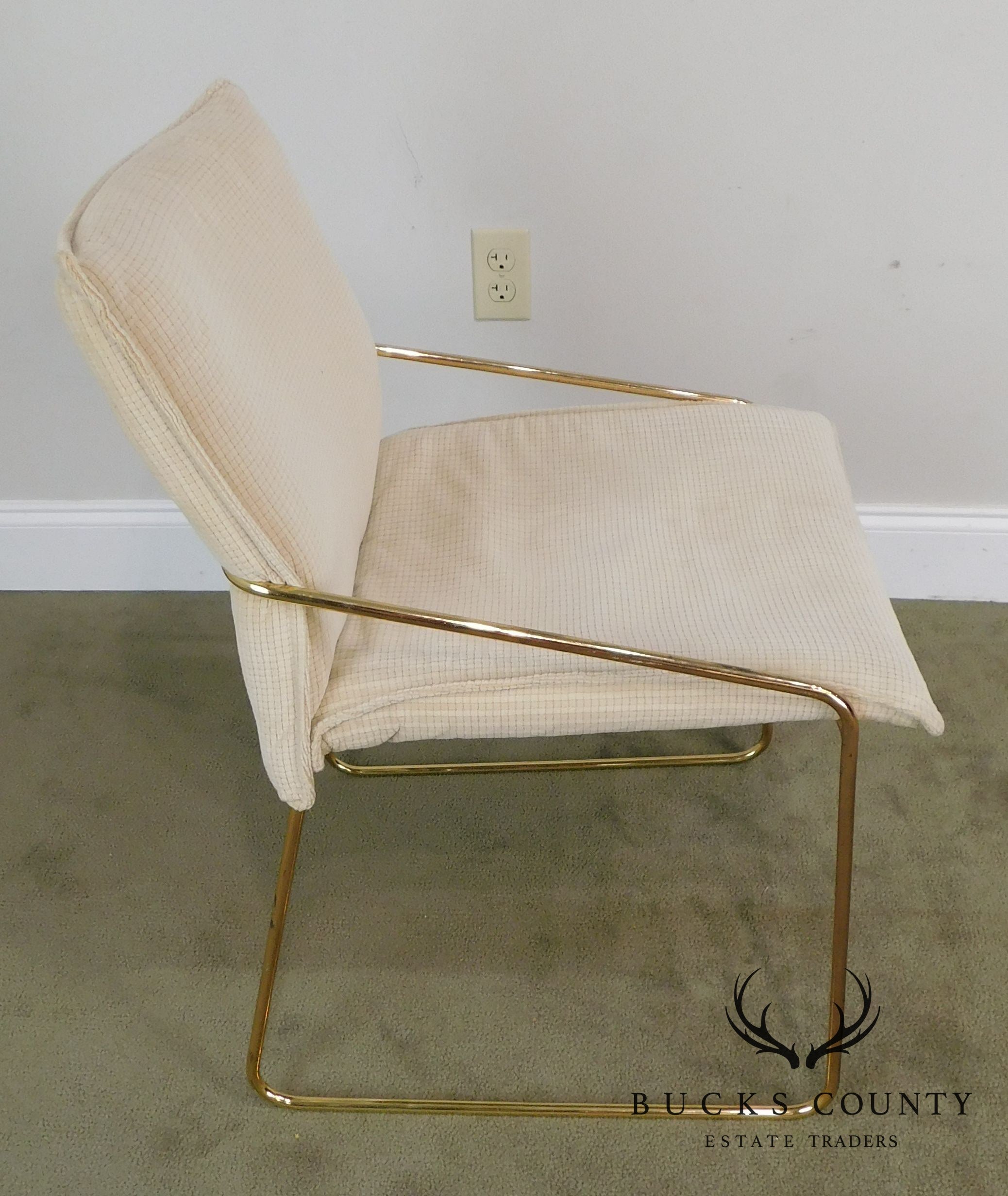 Otto Gerdau Italian Mid Century Modern Pair Brass Armchairs