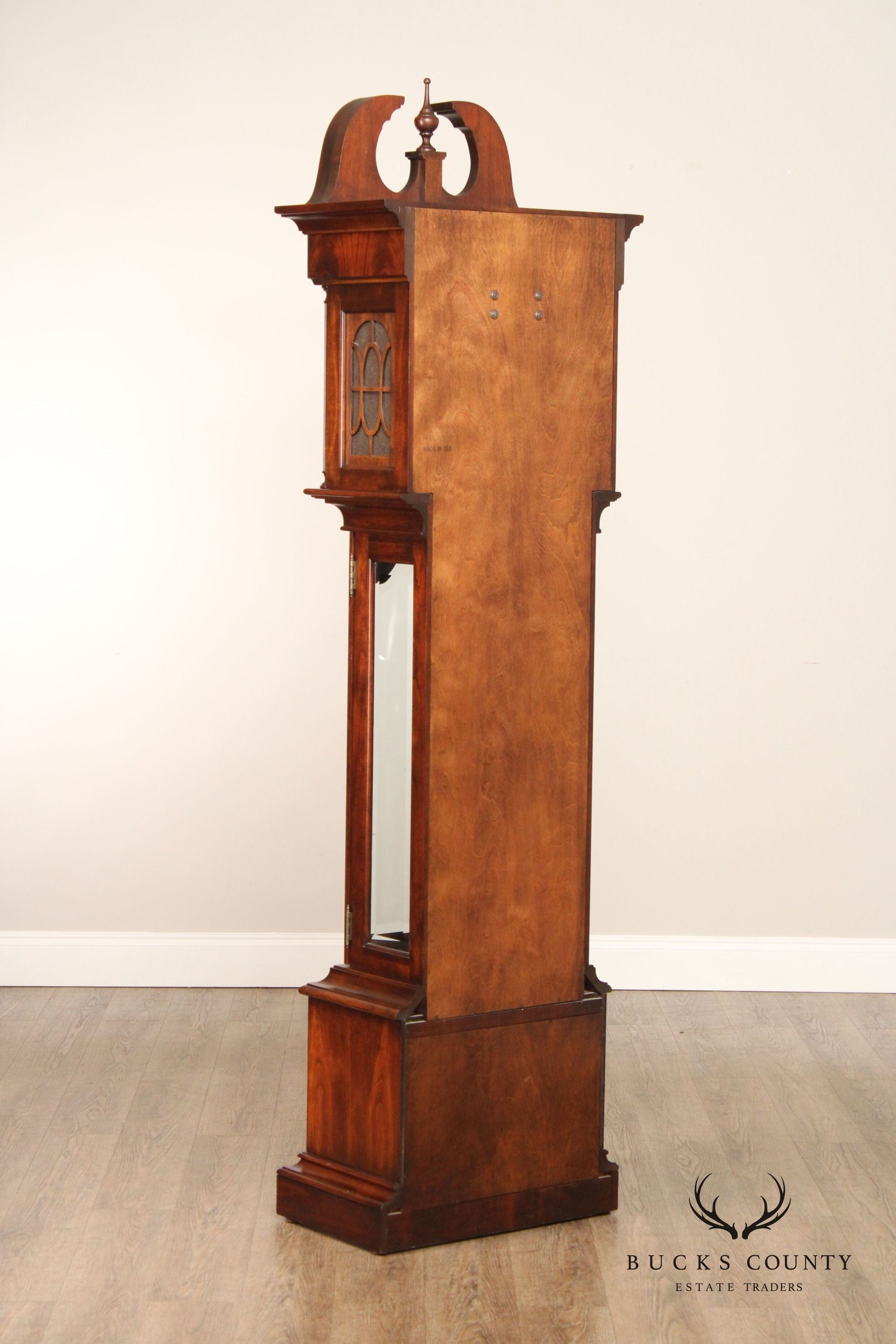 Sligh Chippendale Style Flame Mahogany Grandfather Clock