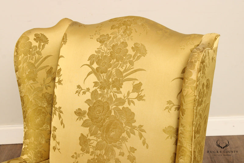 Hickory Chair Queen Anne Style Pair Wing Armchairs