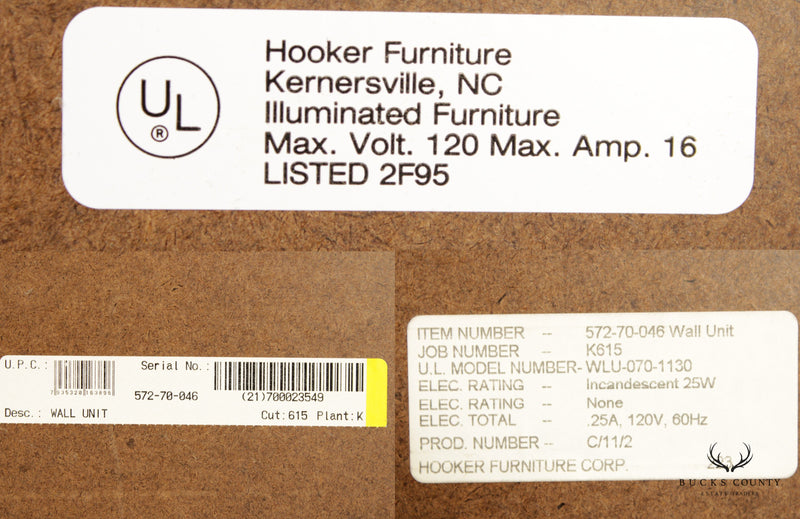 Hooker Furniture Oak Pair of Illuminated Open Bookcases