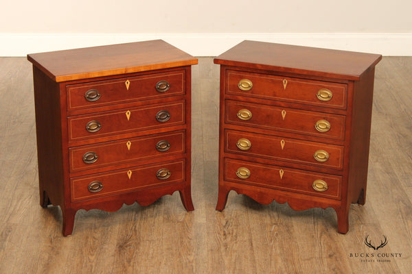 Antique Hepplewhite Style Pair Cherry Accent Chests of Drawers