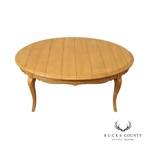 French Provincial Style Distress Painted Round Top Coffee Table