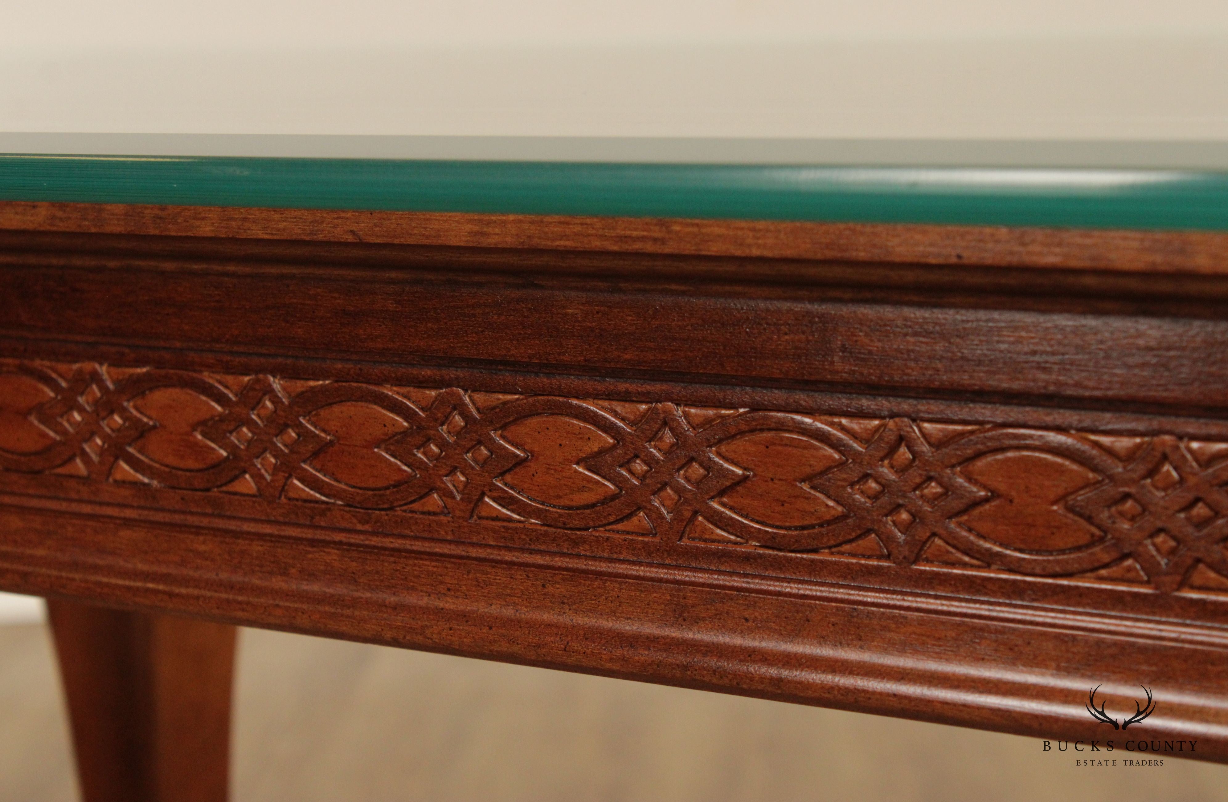 Chippendale Style Glass Top Console Table