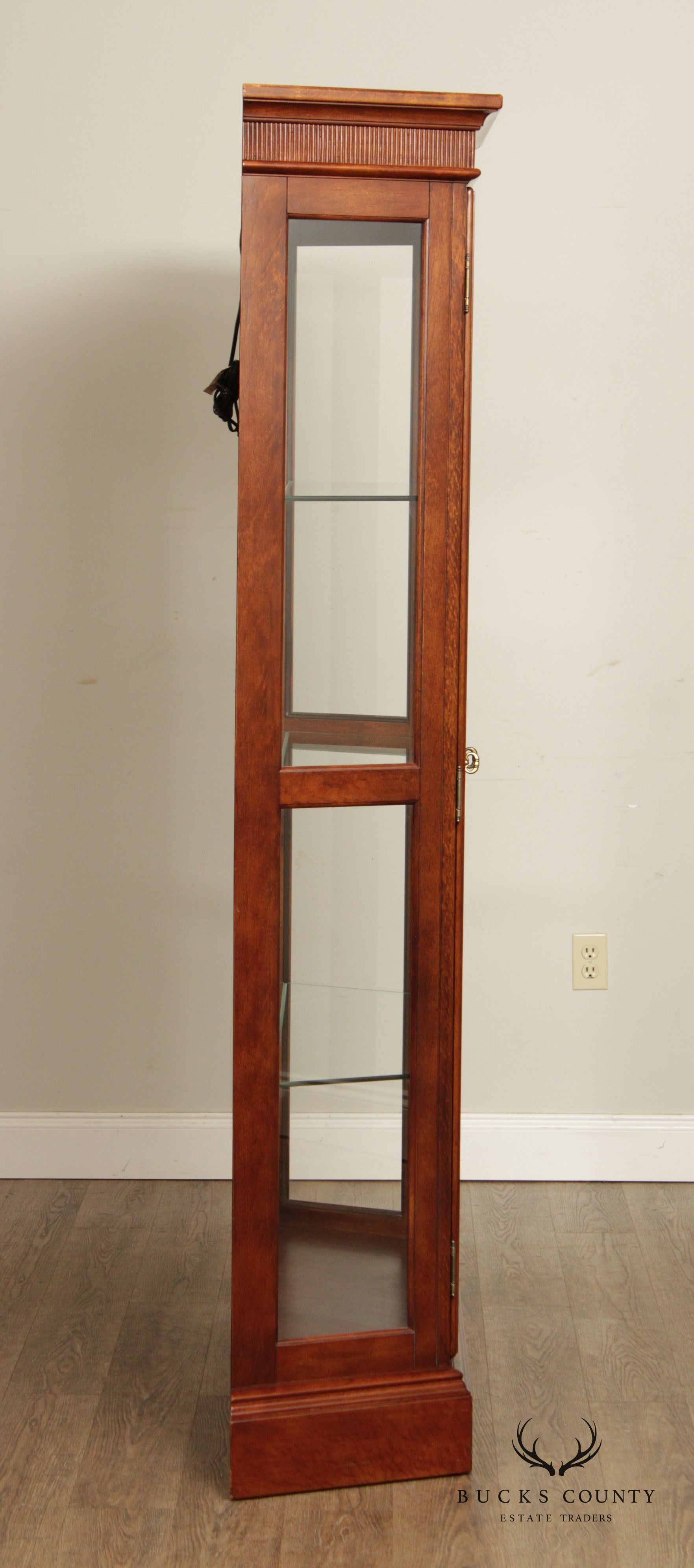 Regency Style Cherry and Glass Illuminated Curio Display Cabinet