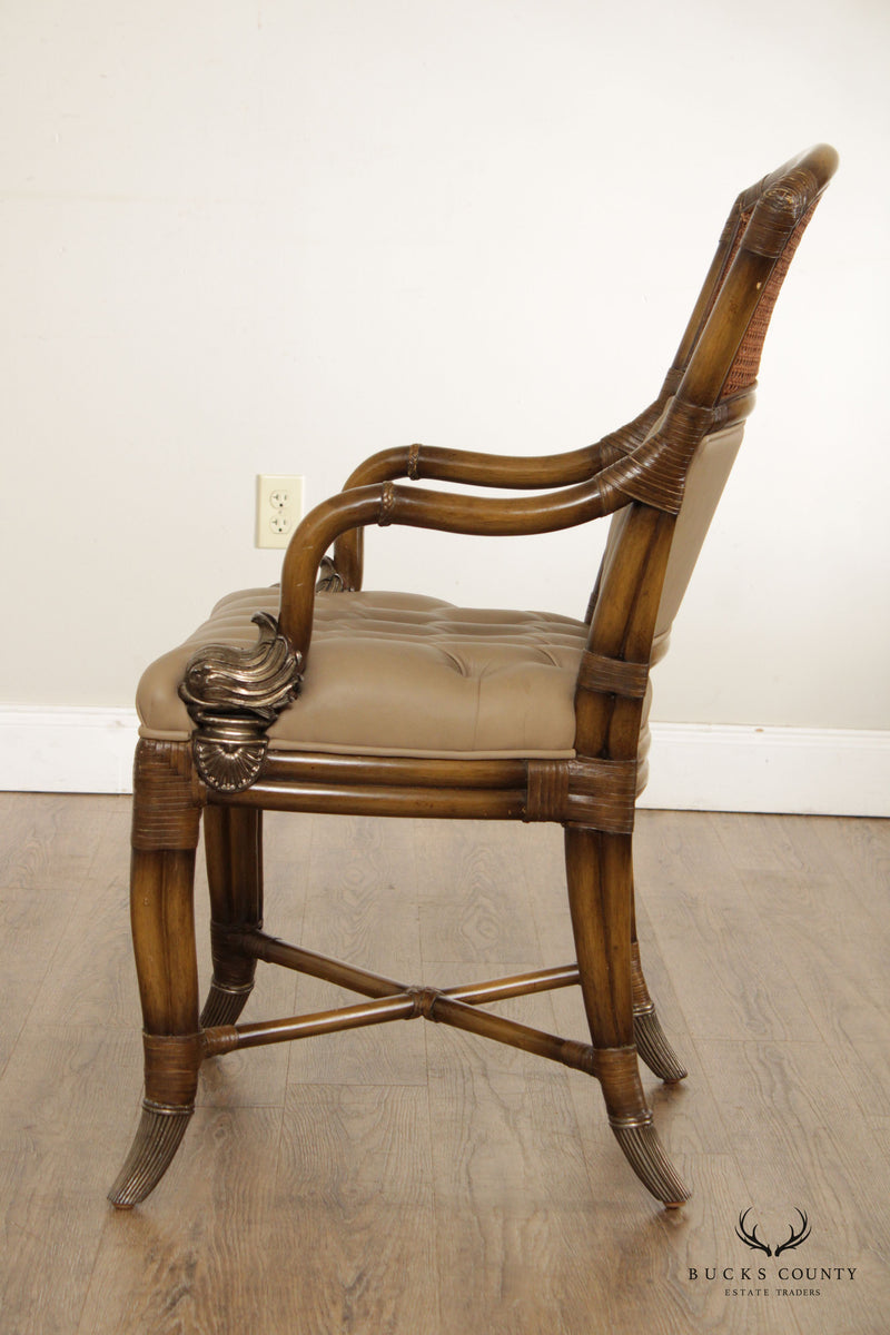 Maitland Smith Regency Style Leather Cane Armchair