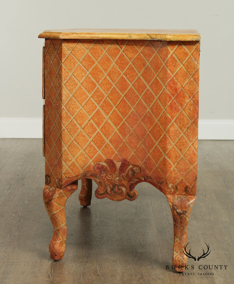 Italian Rococo Style Hand Painted Serpentine Commode Chest