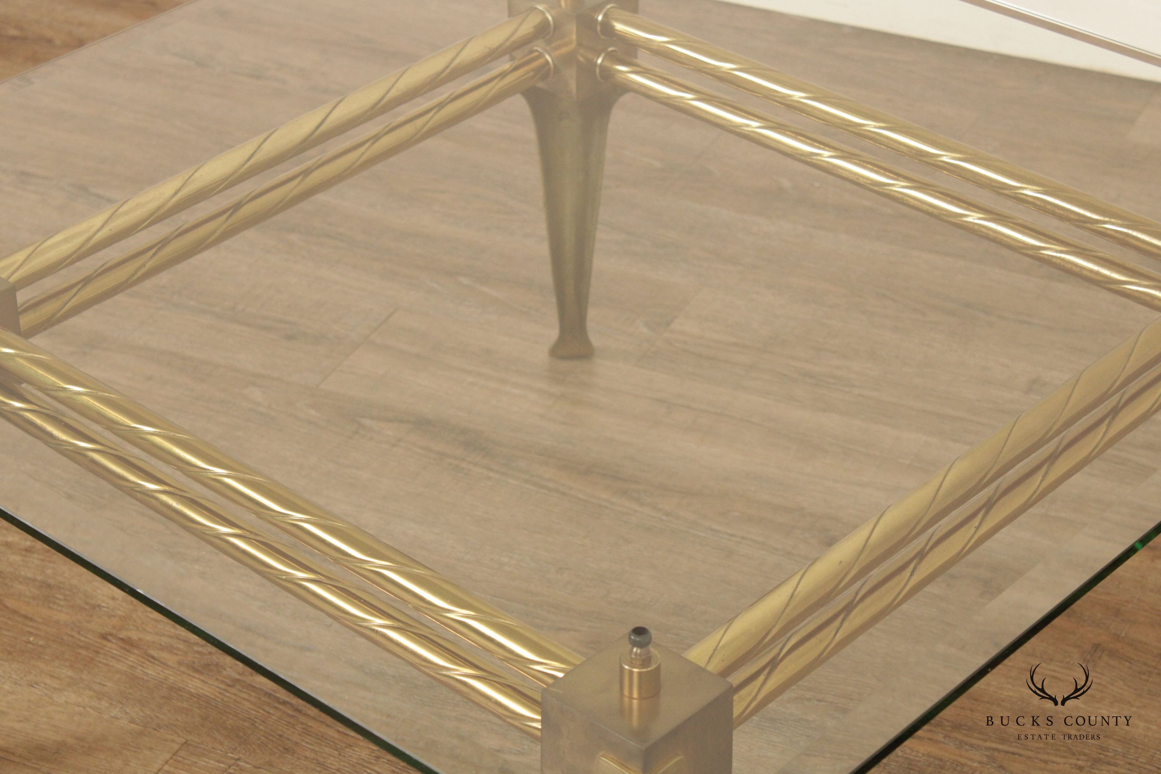 Vintage French Style Brass and Glass Coffee Table