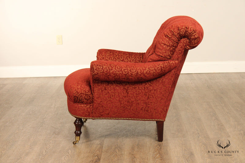 Edward Ferrell Pair of Tufted Rolled Arm Lounge Chairs