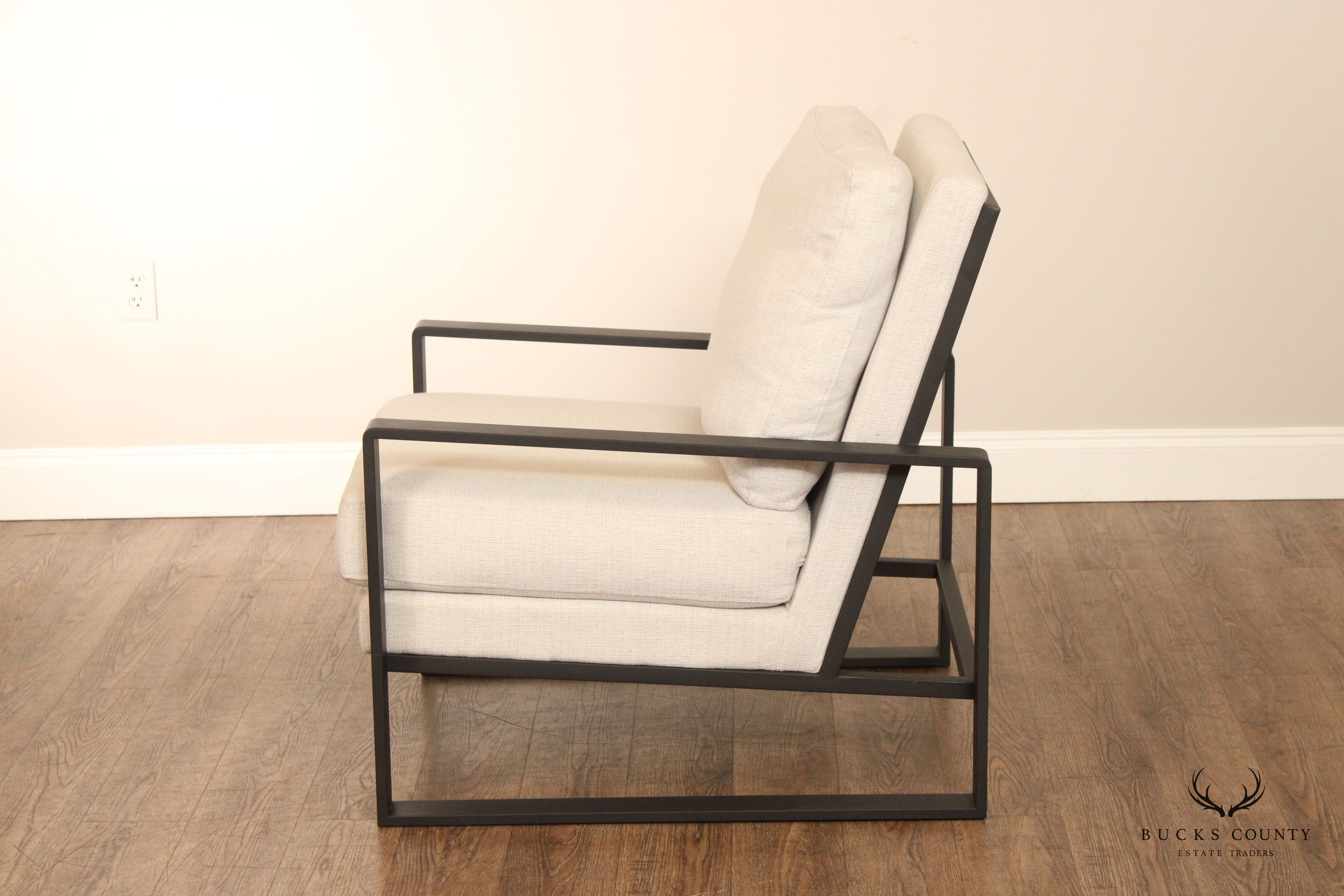 Modern Pair of Aluminum Frame Lounge Armchairs