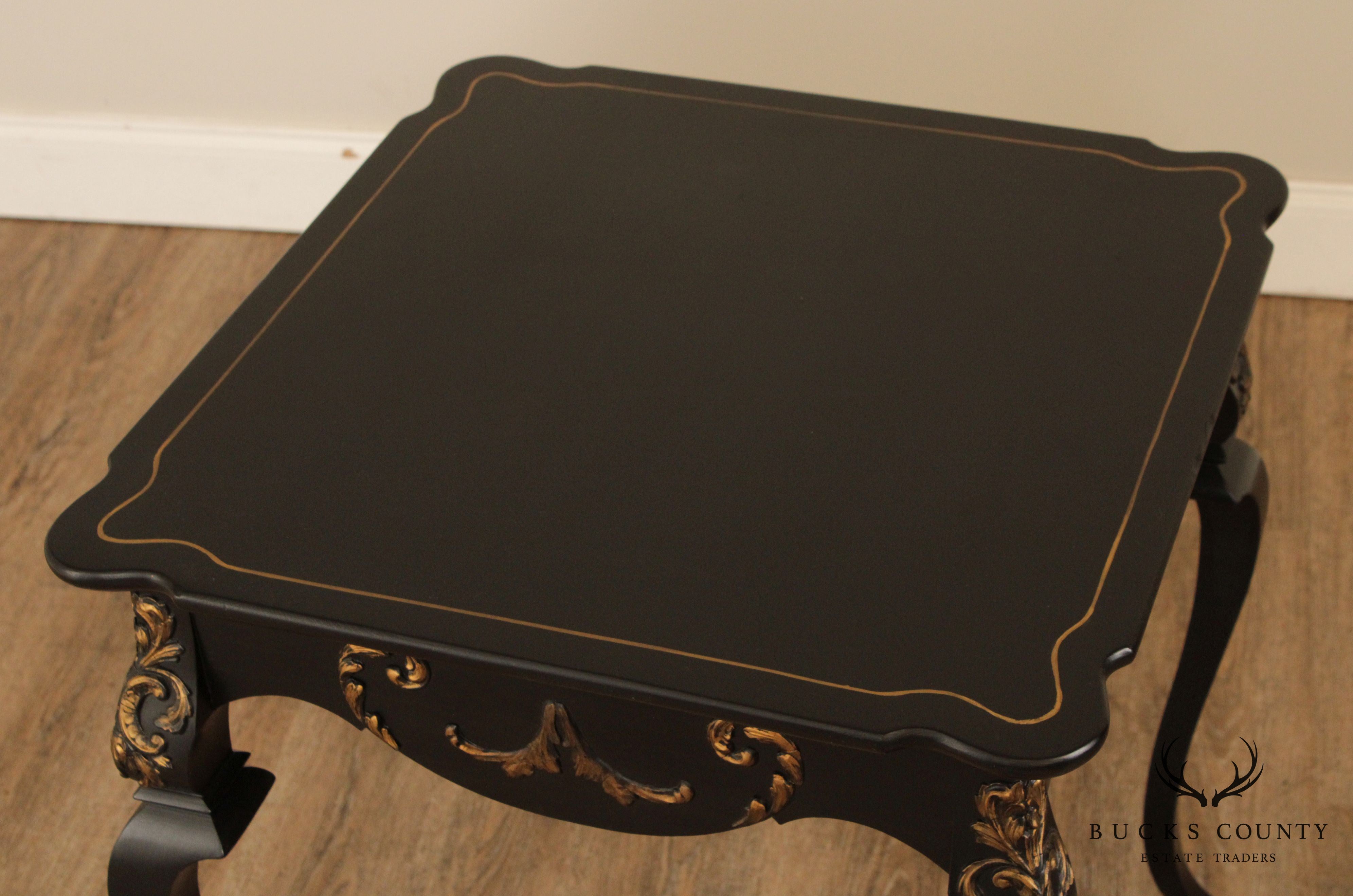 Vintage Italian Florentine Style Black and Gilt Side Table