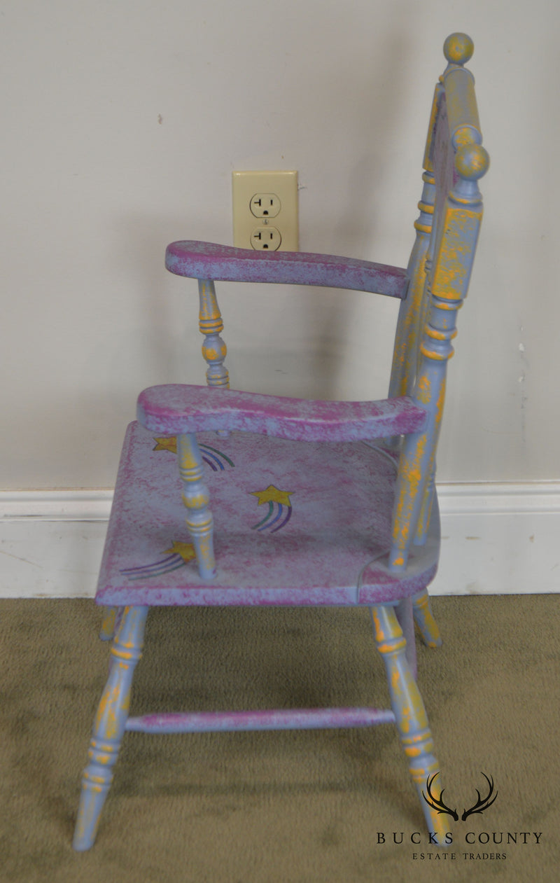 Custom Quality Hand Painted Childs Armchair with Sun & Stars