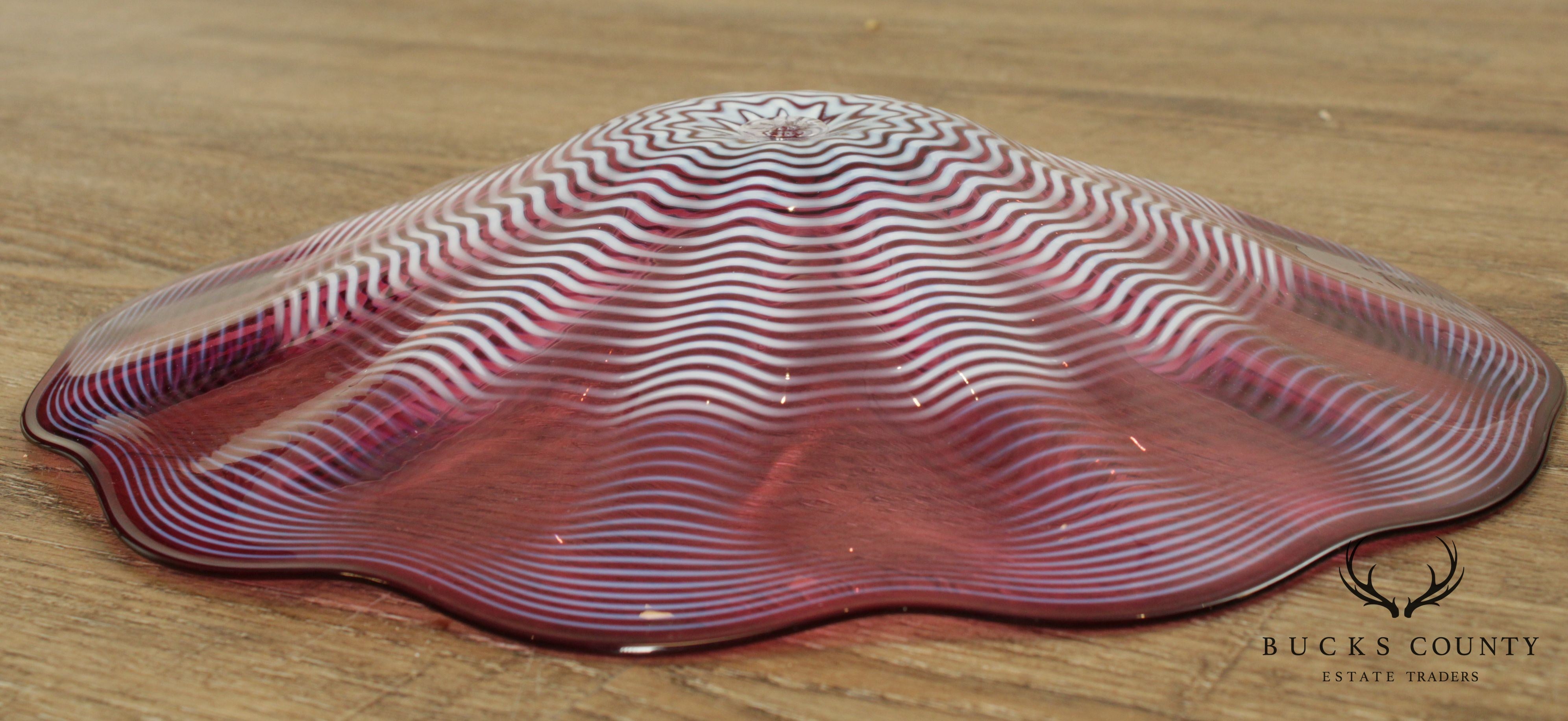 Chatham Glass Co. Hand Blown Cranberry Art Glass Plate 1980