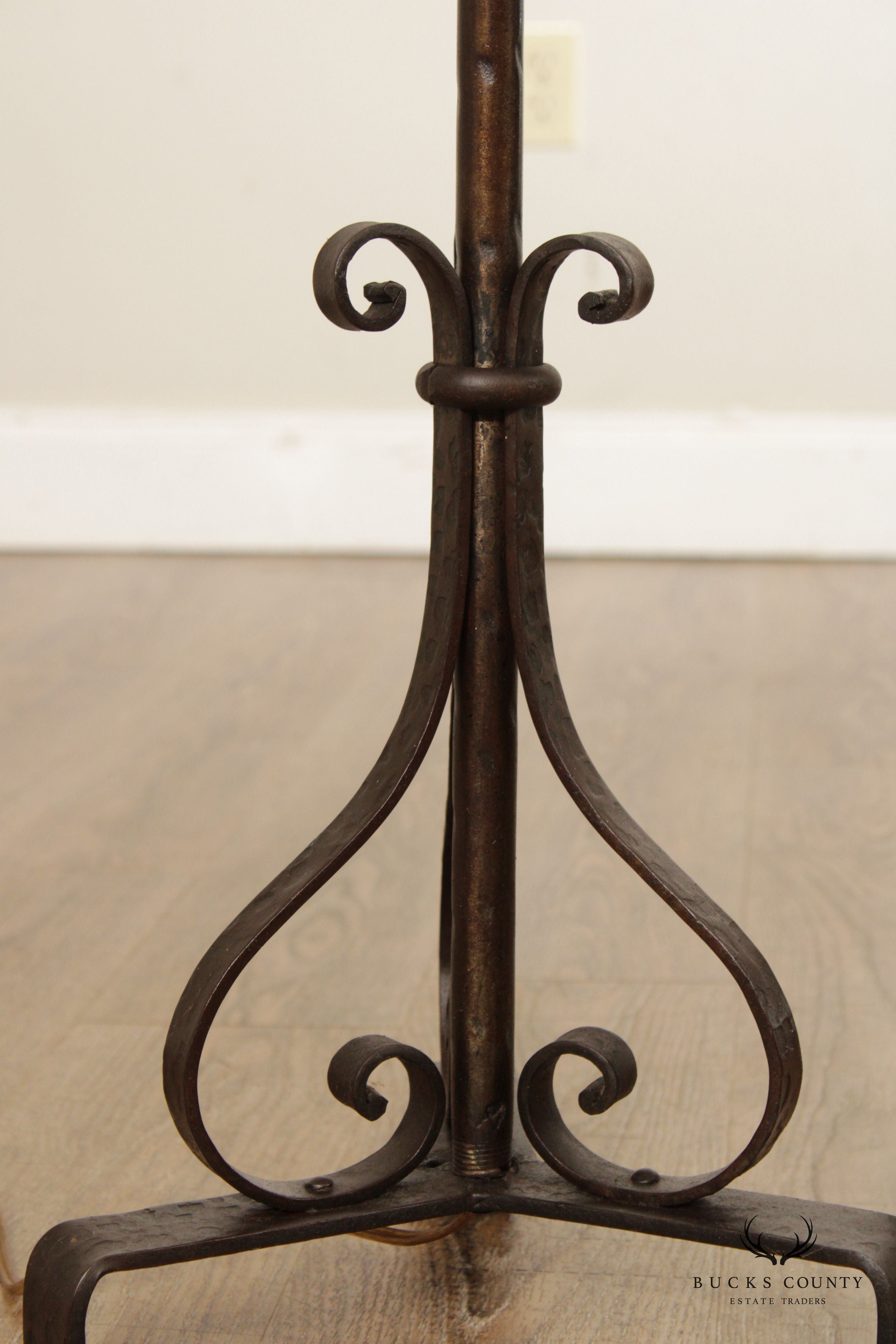 Gothic Style Wrought Iron Torchiere Floor Lamp