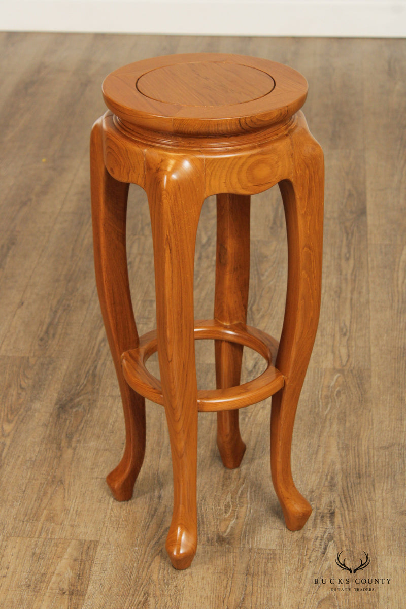 Hand Carved Solid Teak Bar and Pair of Bar Stools