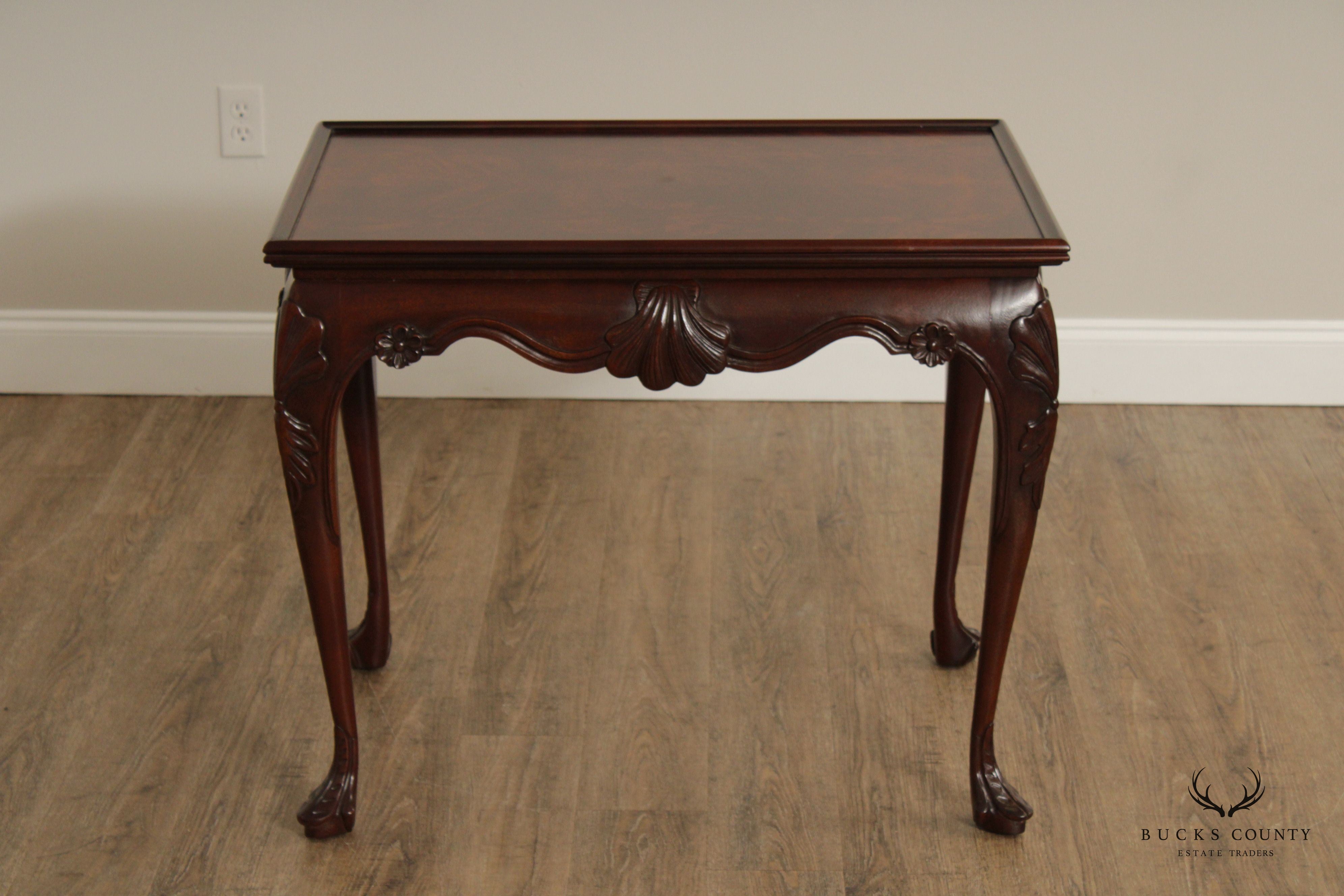 Baker Stately Homes Collection Irish Georgian Carved Mahogany Tea Table