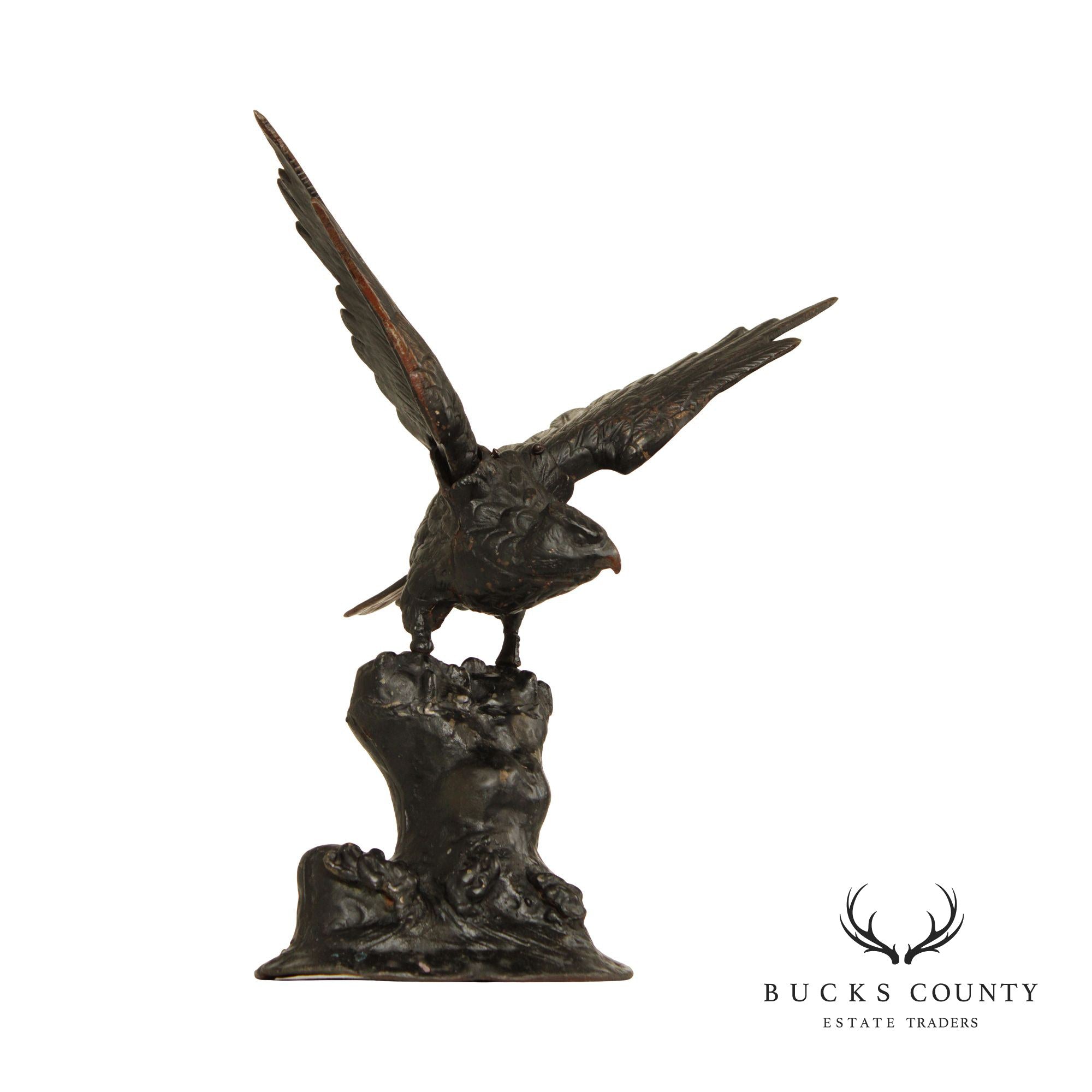 Japanese Meiji Style Cast Iron Eagle Sculpture