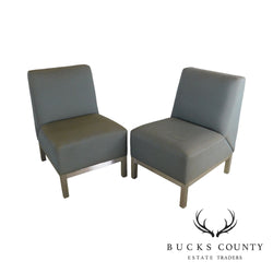 Mid Century Modern Chrome Base Pair Lounge Chairs