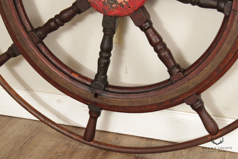 Antique Nautical 52 Inch Wooden Ships Wheel
